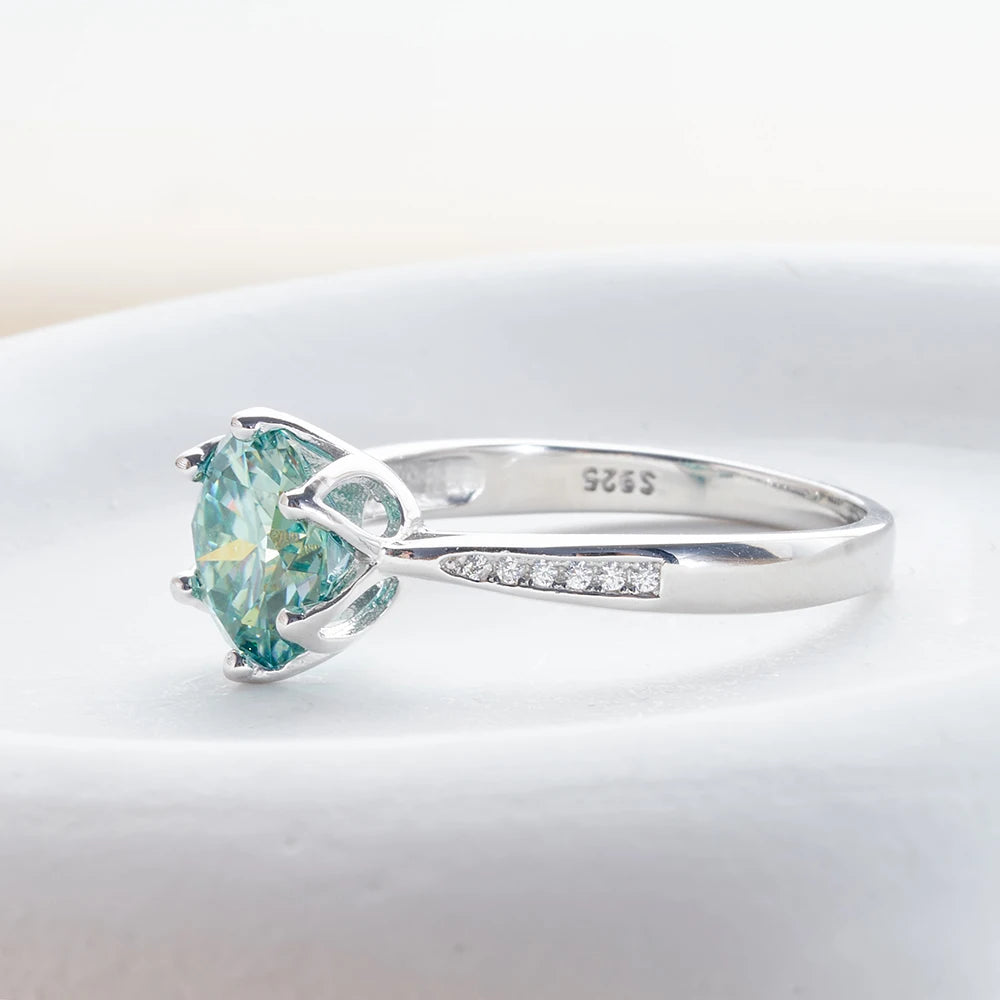 JoyceJelly 3 quilates Anéis de Moissanite Coloridos com GRA S925 Prata Esterlina Joias de Luxo para Mulheres Tendências Atemporais Alianças de Casamento