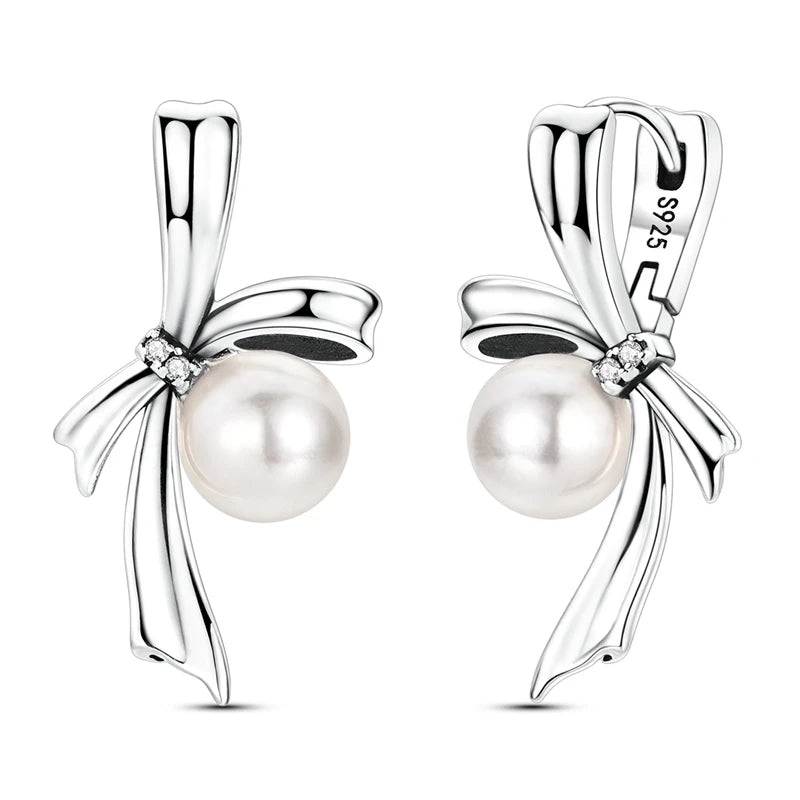 Lucky Clover Earrings 925 Silver Original Zircon Butterfly Dragonfly Chameleons Bee Flower Earrings For Women Jewelry Gift