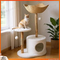 Multi-Level Gato Tree Tower com Aconchegante Bed Wicker Basket...