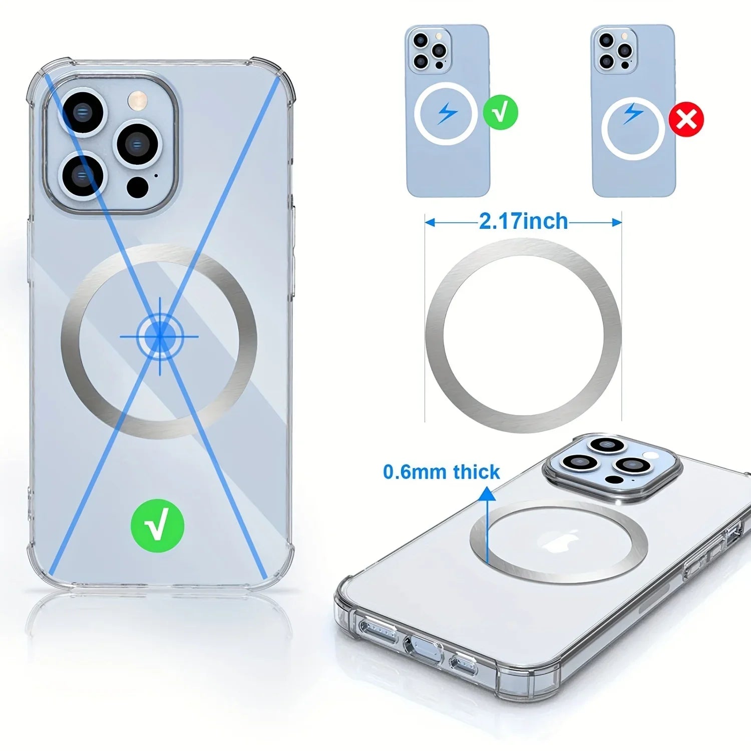 10 peças para anel de telefone de placa magnética MagSafe