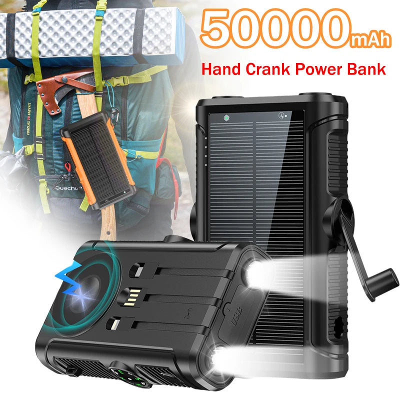 Power Bank Solar 20000mAh 22.5W Magnético Sem Fio Cabo Acampamento