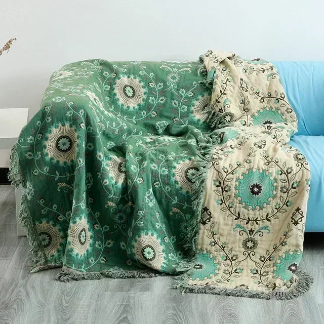 Japanese Throw Blanket Cotton Double Sided Sofa Cover Sofa Cushion Leisure Blanket Bedspread Four Seasons Cooling Quilt Sheet