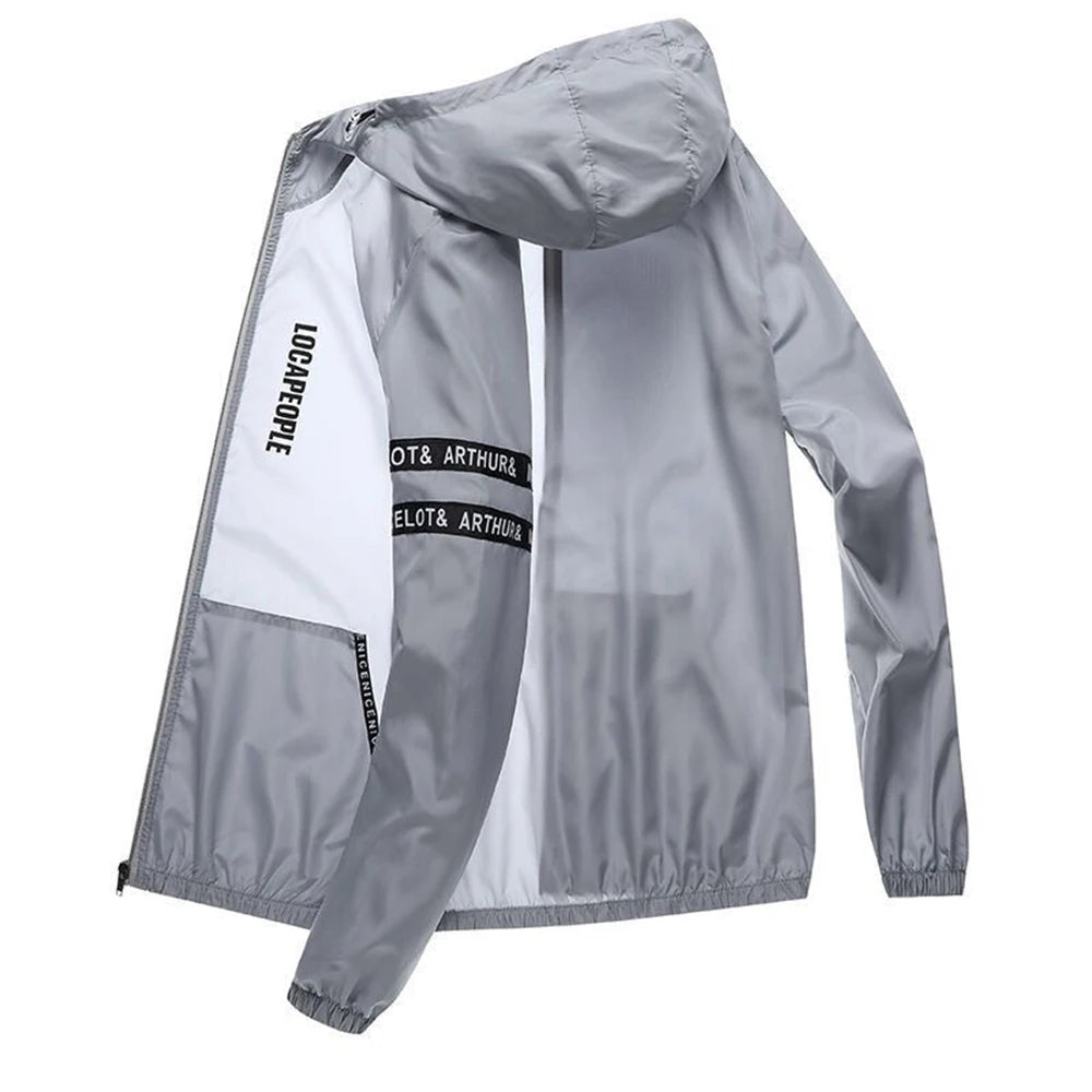 Roupas de Sol Ultrafinas Impermeáveis para Ciclismo de Verão Secagem Rápida Jaqueta Masculina para Corrida Acampamento Respirável Casaco Fino