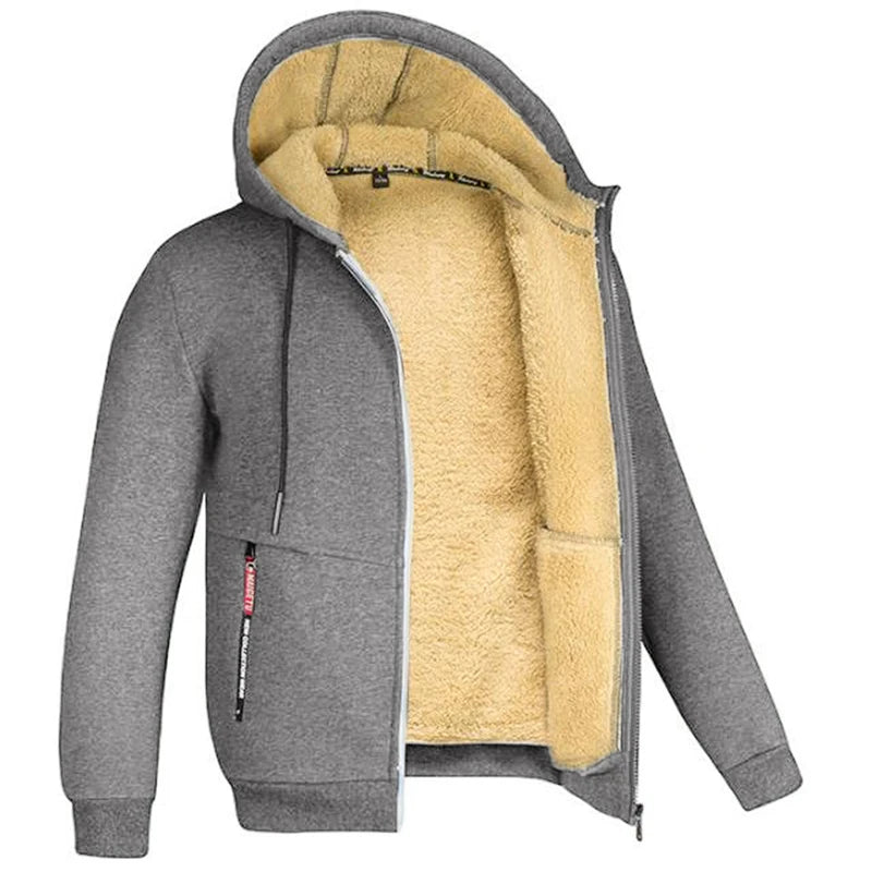Jaqueta Masculina Inverno Camuflada Fleece Grossa Capuz Masculino Manga Comprida Casaco Casual Zíper Moletom Streetwear Casacos Masculinos