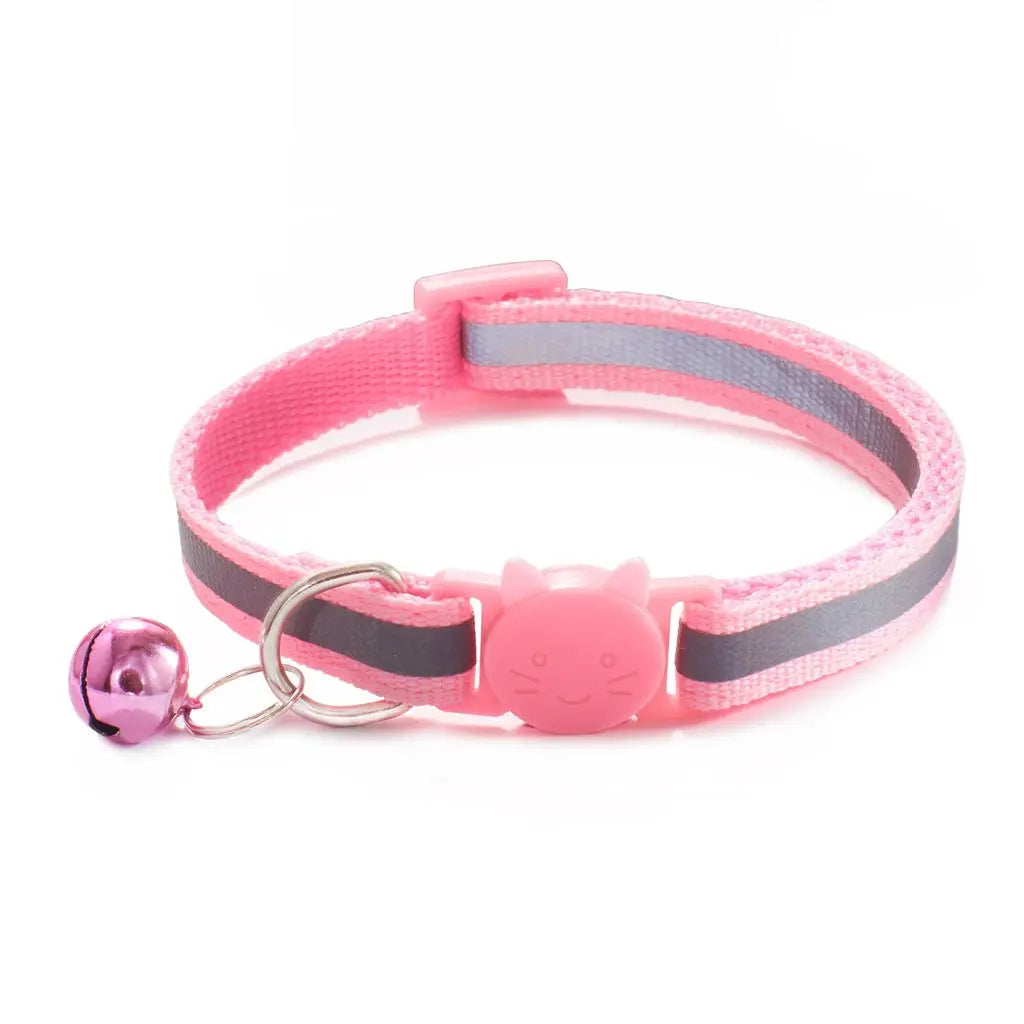 Cute Fashion with Bells Adjustable Size Cat Head Pattern Nylon Buckles Kitten Decor Cat Neck Strap Pet Accessories Cat Collar