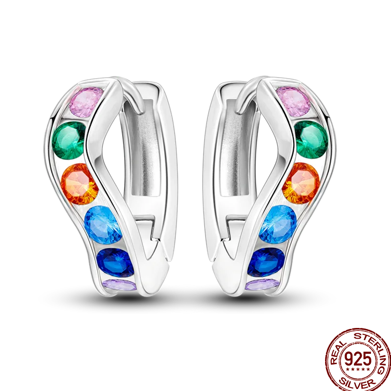 Earrings 925 Sterling Silver Colorful Shiny Zircon Earrings Temperament Charm Luxury Party Jewelry Gift Birthday Anniversary