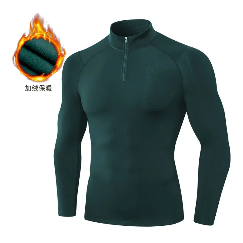 Camiseta Compressão Fleece Masculina Manga Longa — Calor e Performance