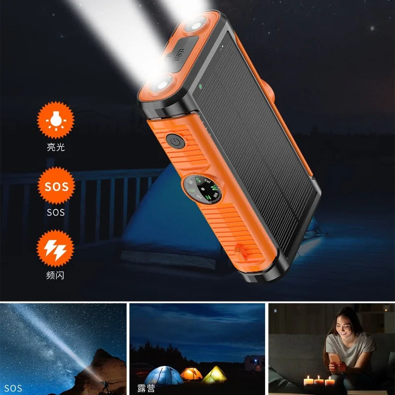 Power Bank Solar 20000mAh 22.5W Magnético Sem Fio Cabo Acampamento