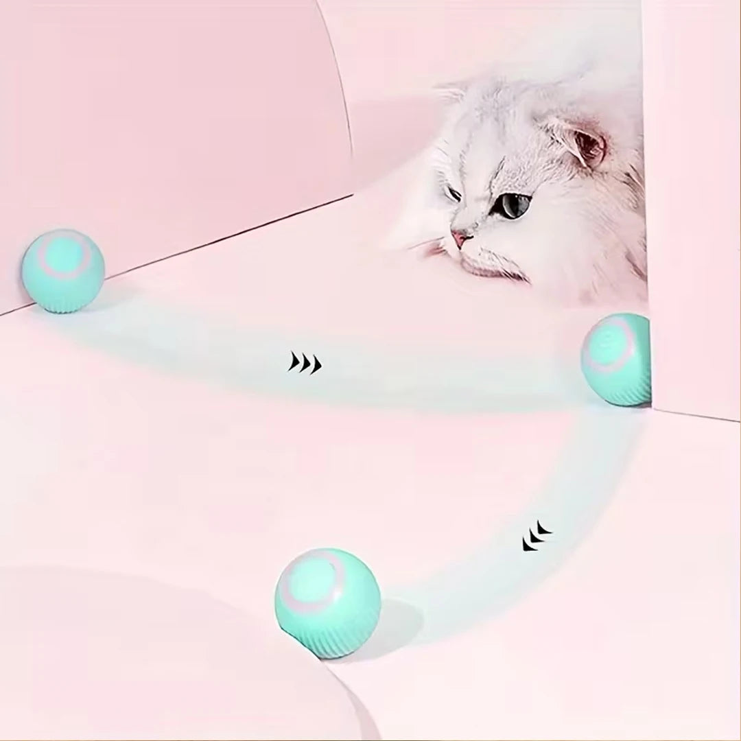Brinquedo para Gatos Bola Rolante Automática Recarregável via USB Interativo Ativado por Movimento que Brilha no Escuro Brinquedo de Silicone para Animais de Estima Seguro para Todos