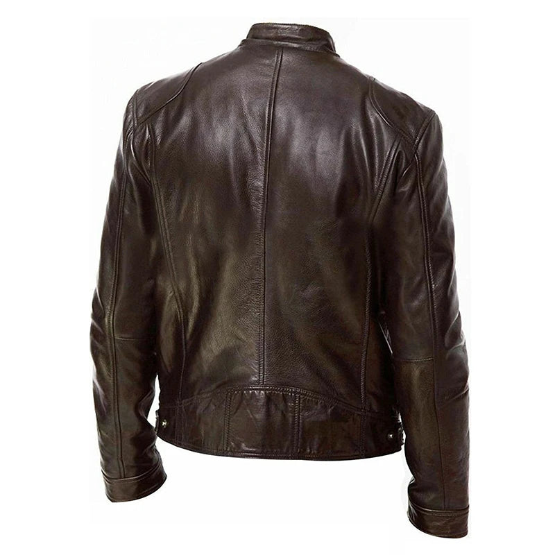 Jaquetas de Couro Masculinas de Motocicleta Jaqueta Casual de Moda Masculina Jaqueta de Couro PU Slim Fit com Lapela Casaco de Couro Masculino Anti-vento para Outono