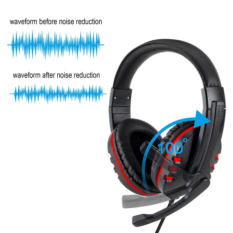 Fone de Ouvido com Fio 3.5mm Headset Gamer Fones de Ouvido Música para PS4 PlayStation 4 Jogo PC Bate-papo computador com Microfone