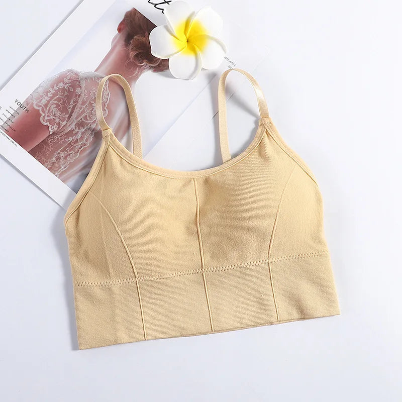 Sutiã Esportivo Sem Costura Feminino Backless Top de Ginástica Feminino Roupa Íntima Feminina Alça de Ombro Ajustável Acolchoada Colete de Yoga Bralette