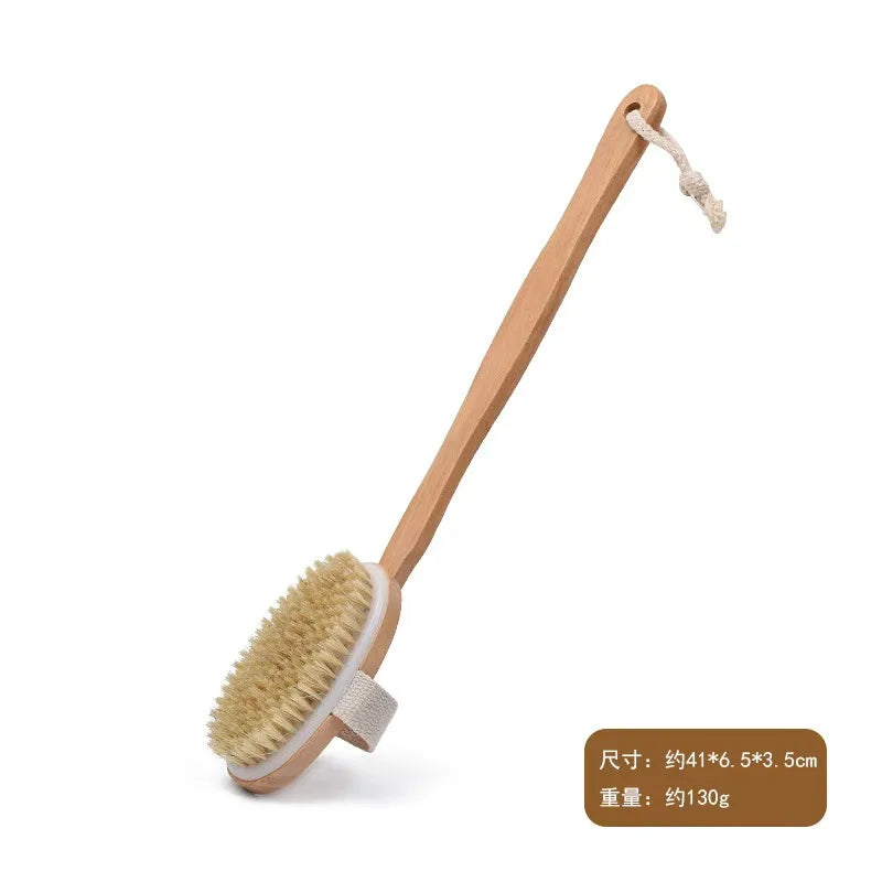 Natural Wood Long Handle Body Bath Brush