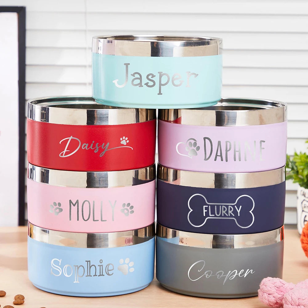 Tigela Dupla de Aço Inoxidável Personalizada para Cães Gatos Tigela para Animais de Estimação com Alimentação a Vácuo de Grande Capacidade Tigela para Água e Comida para Cães Acessórios para Cães Filhotes
