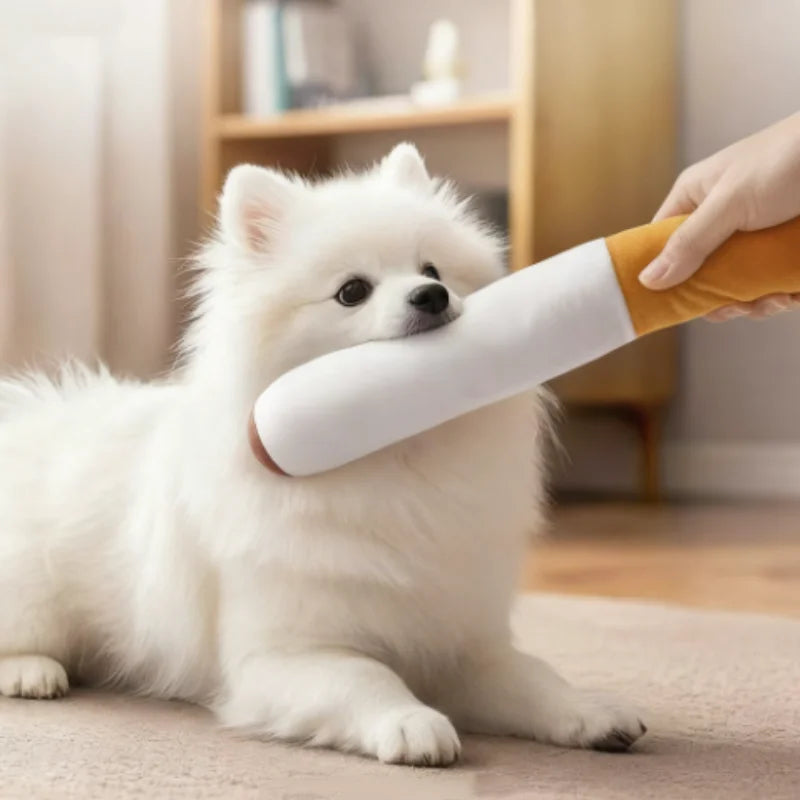 Brinquedo de Pelúcia Engraçado para Pets Cigarro Fumaça Grande Squeak para Cães Brinquedo Interativo de Mastigar Molar Resistente à Mordida Falso Cigarro Brinquedo para Cães