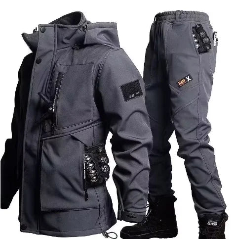 Jaqueta Masculina de Motocicleta com Conjunto de Treinamento de Veludo para Outono e Inverno Jaqueta Antidesgaste Impermeável Resistente ao Frio Presentes de Fim de Ano