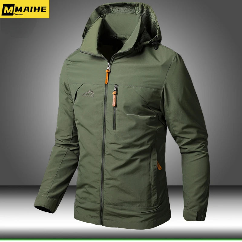 Jaquetas Quebra-Vento Masculinas Impermeáveis Militares com Capuz Jaqueta Masculina Nova de Combate Homem Outono Caminhada ao Ar Livre Ciclismo Bomber Corta-Vento