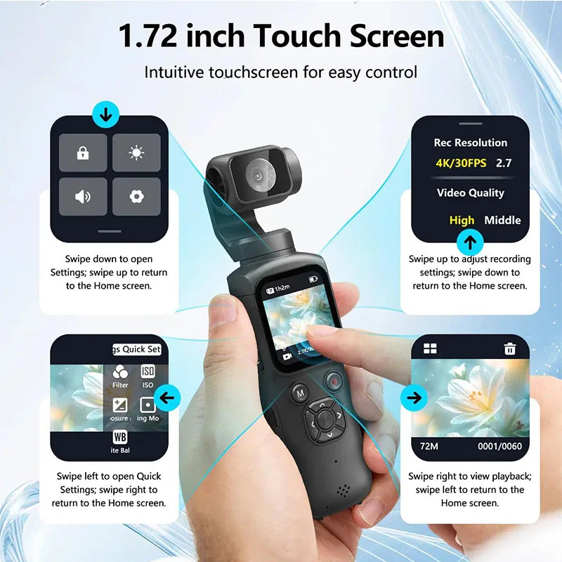 4K Wifi Action - Camera 330° - Auto-rotate Len Pocket