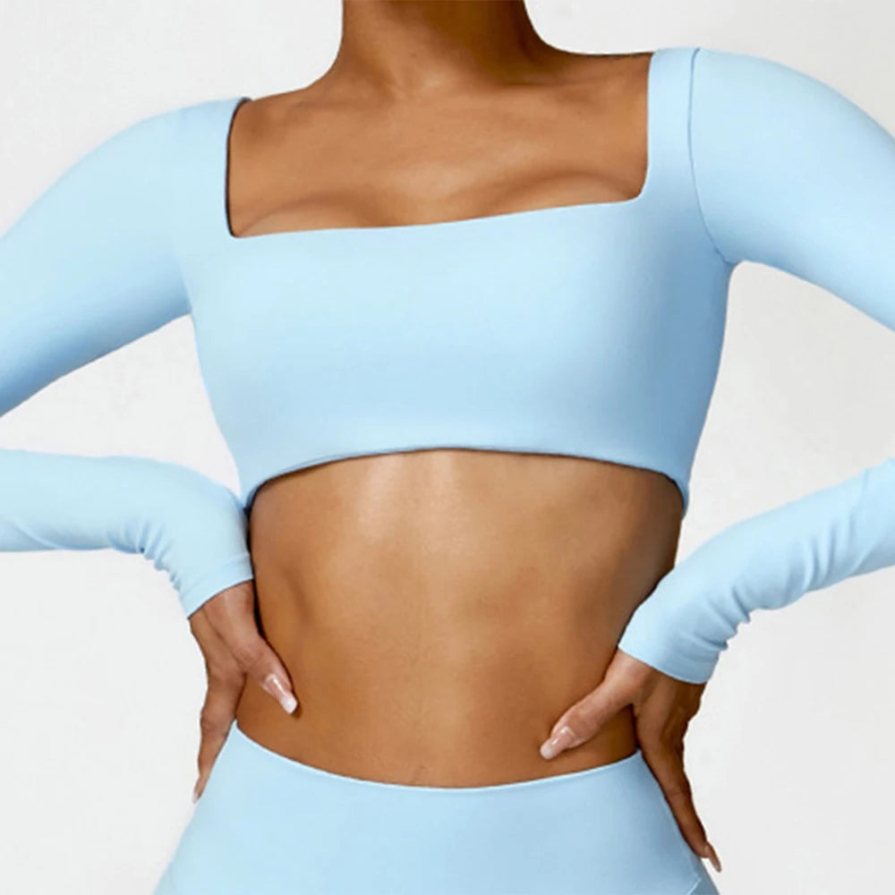 Top Fitness Sem Costura Manga Longa — Suporte e Estilo no Treino