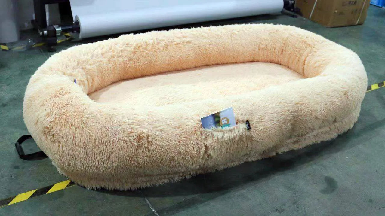 Luxury Plush Solid Pattern Dog Bed XXL Giant Size Orthopedic Foam for Humans Large/XL Made of Fiber