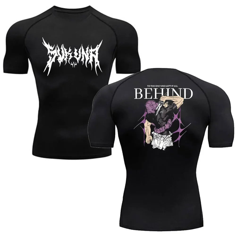 Camiseta de Compressão Anime Jujutsu Kaisen Masculina Fitness Academia Esporte Corrida Rashguard Blusa Camisa Secagem Rápida Manga Curta
