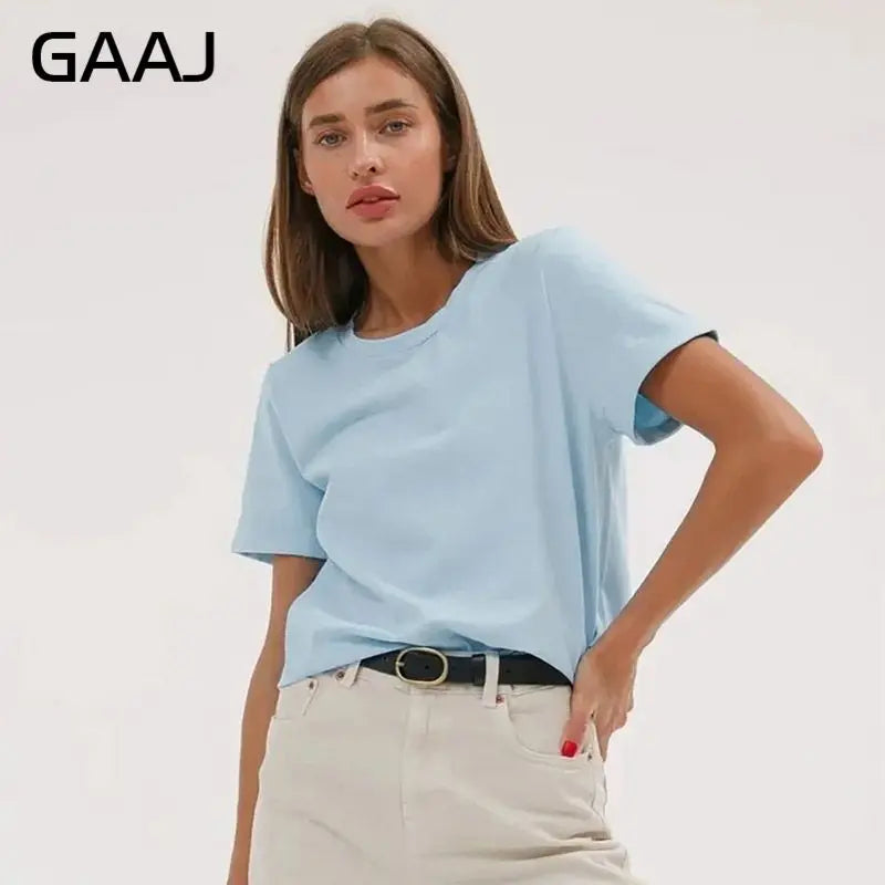 Camiseta Feminina 3XG 4XG 100 Algodão Oversized Casual Lisa Manga Curta Verão Top Básico de Rua Roupa de Qualidade - Rosa 4XG