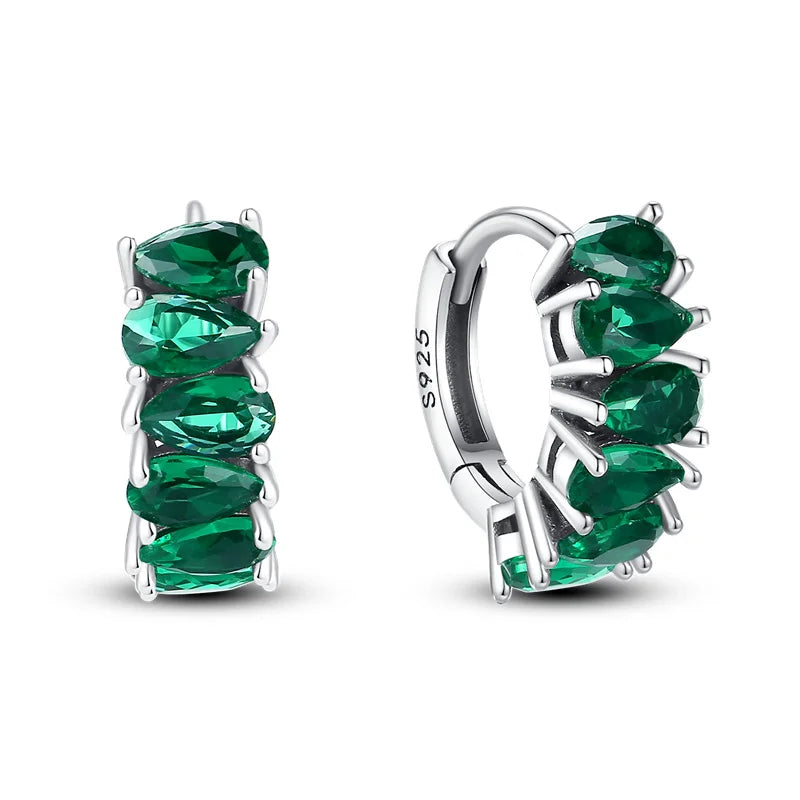 Brinco de Prata 925 Série Verde Trevo da Sorte, Incrustado em Pedra, Adequado para Presentes de Casamento Feminino, Noivado, Festa de Aniversário