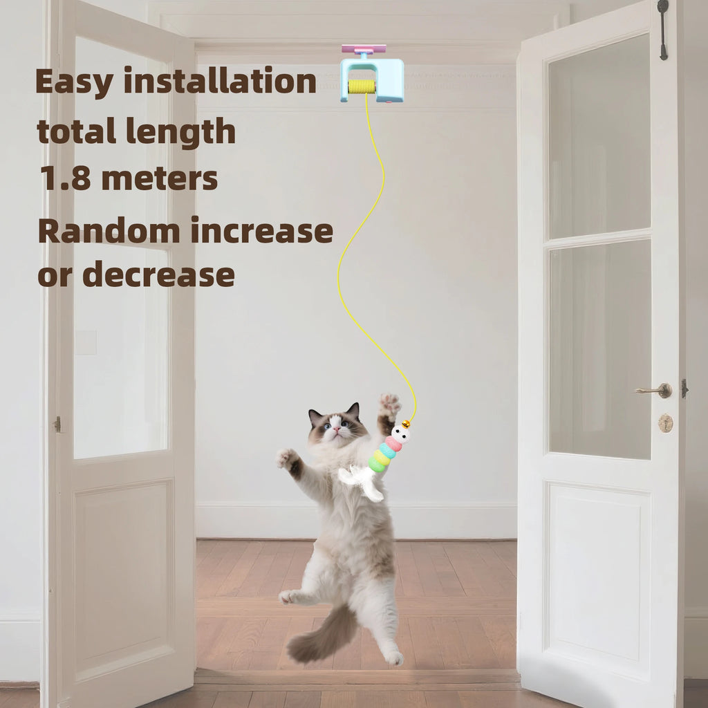 Brinquedo para Gatos Pássaro Voador Elétrico Pendurado Automático Recarregável para Alívio do Estresse para Caça com Corda Elástica