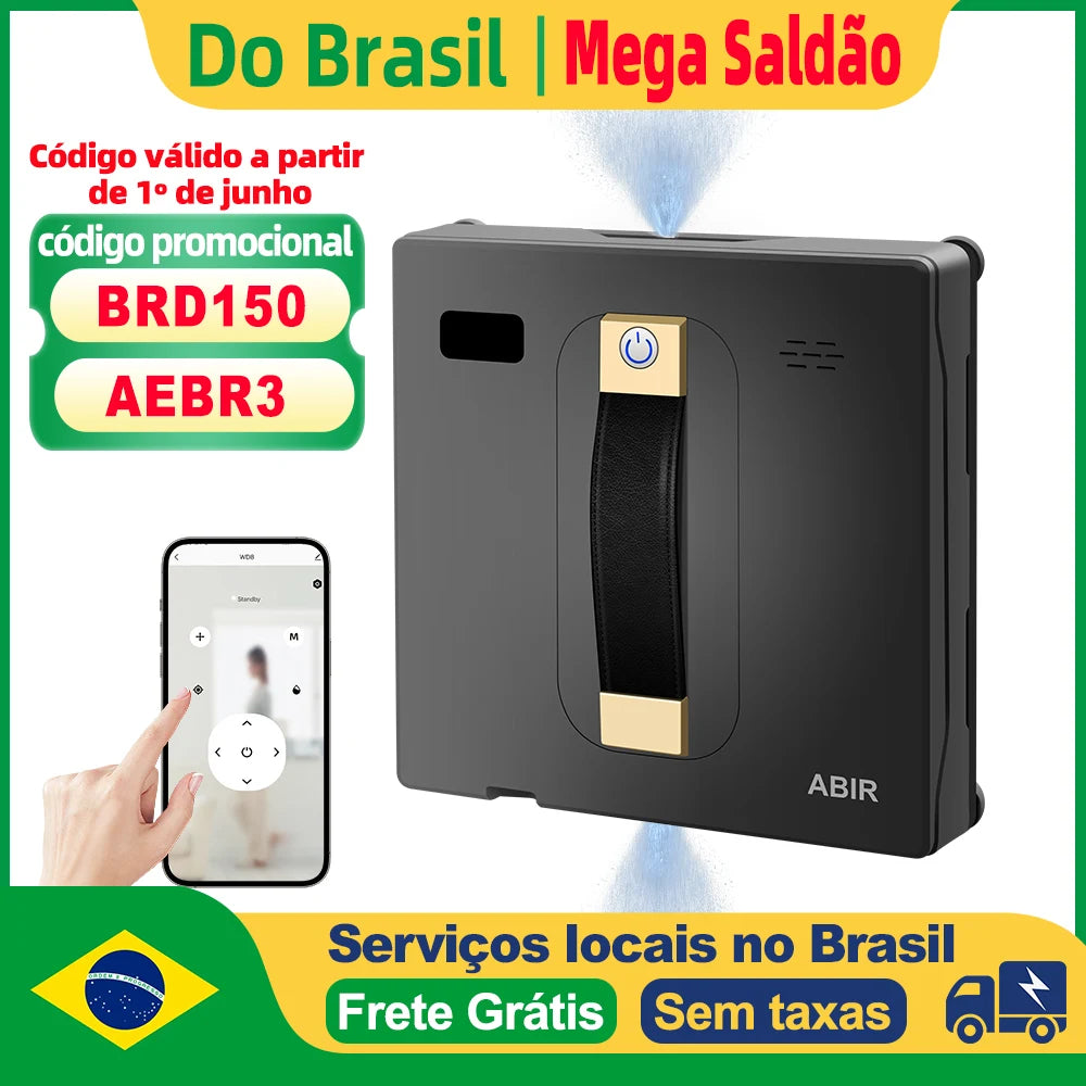 Robot Window cleaner ABIR WD8,Dual Water Spray,Smart Memory,High Vacuum Suction, Laser Sensor, Home Wall Glass Cleaning Robot