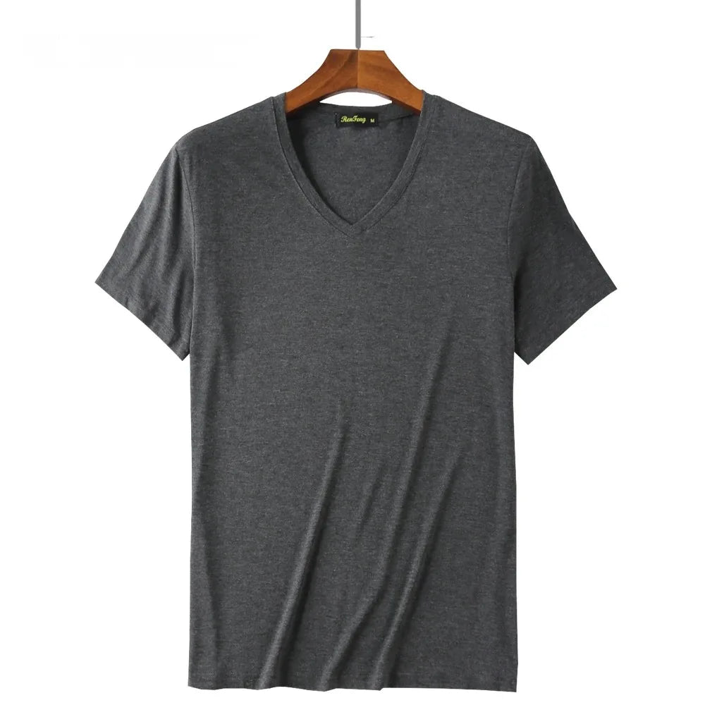 2 Pacotes de Camisetas de Fibra de Bambu com Gola Redonda Manga Curta Clássica Absorvente de Suor para Academia Masculina Regata Cor Sólida Preta Nova