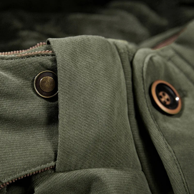 Jaqueta Masculina de Inverno Parka de Veludo Grosso com Vários Bolsos Parkas Sólidas Masculinas Jaquetas Plus Size Corta-vento de Lã Quente Grossa