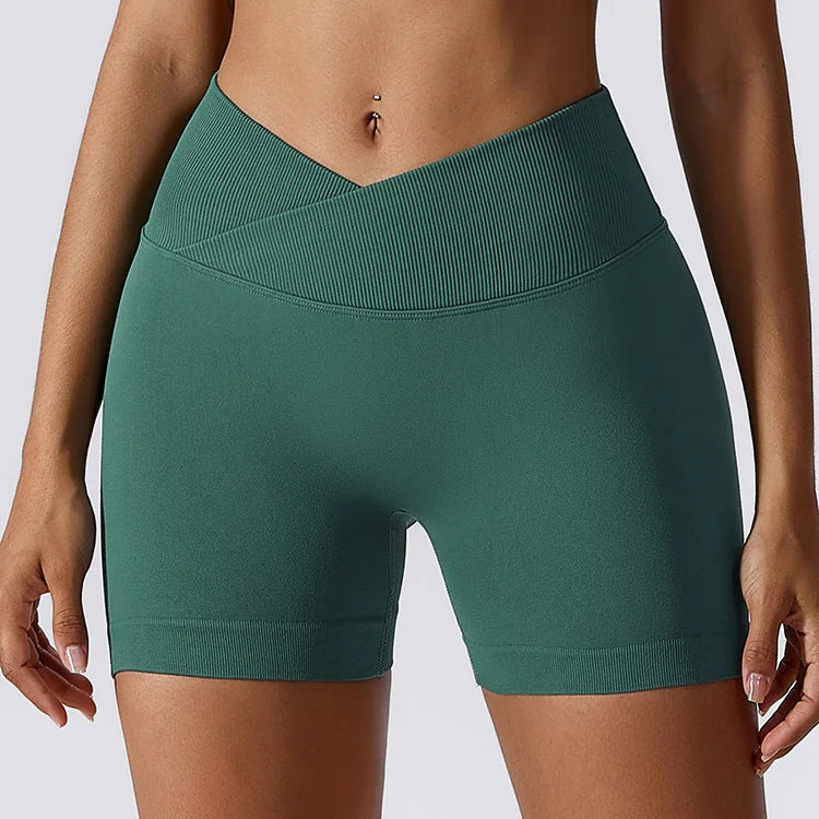 Short Mulher de Academia Cintura Alta Fitness Treino Yoga Roupa Corrida Legging Levanta Bumbum Shorts Ciclista Esportivo