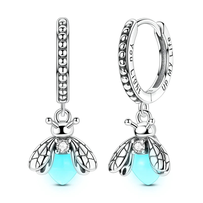Lucky Clover Earrings 925 Silver Original Zircon Butterfly Dragonfly Chameleons Bee Flower Earrings For Women Jewelry Gift