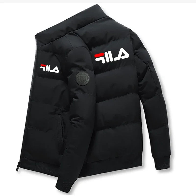 Jaqueta casual masculina de inverno e outono, curta, grossa e quente, corta-vento, com zíper, estampada, M-5XL