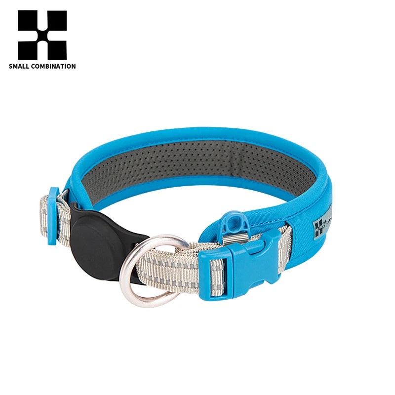 Coleira de Cachorro AirTag Personalizada Ajustável Nylon Refletiva Acolchoada para Cães de Pequeno Médio Grande Porte Acessórios