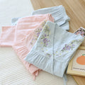 Pijama Feminino Gaze Algodão Roupa de Descanso Primavera Verão Decote V Sensual Bordado Estampado Calça Terno de Pijama