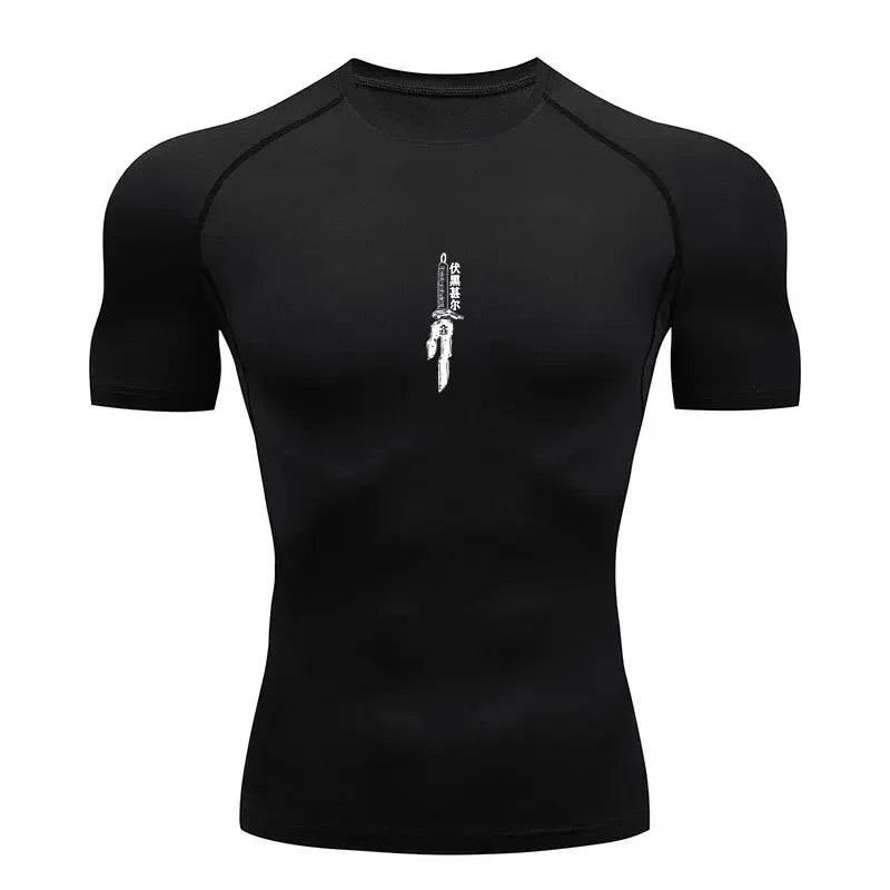 Camiseta de Compressão Anime Jujutsu Kaisen Masculina Fitness Academia Esporte Corrida Rashguard Blusa Camisa Secagem Rápida Manga Curta