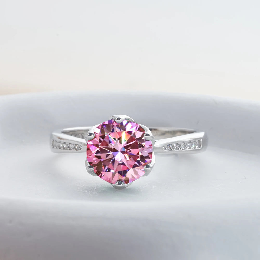 JoyceJelly 3ct Colorful Moissanite Rings with GRA S925 Sterling Silver Luxury Jewelry For Women Timeless Trends Wedding Bands