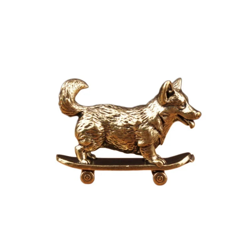 Skateboard Dog Figurine Home Decor Cartoon Sculpture Home Decoration