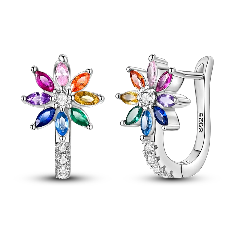 Orstarry 925 Sterling Silver Crystal Circular Eardrops Drop Earrings Women Earrings Charm Fashion Versatile Party Jewelry Gifts