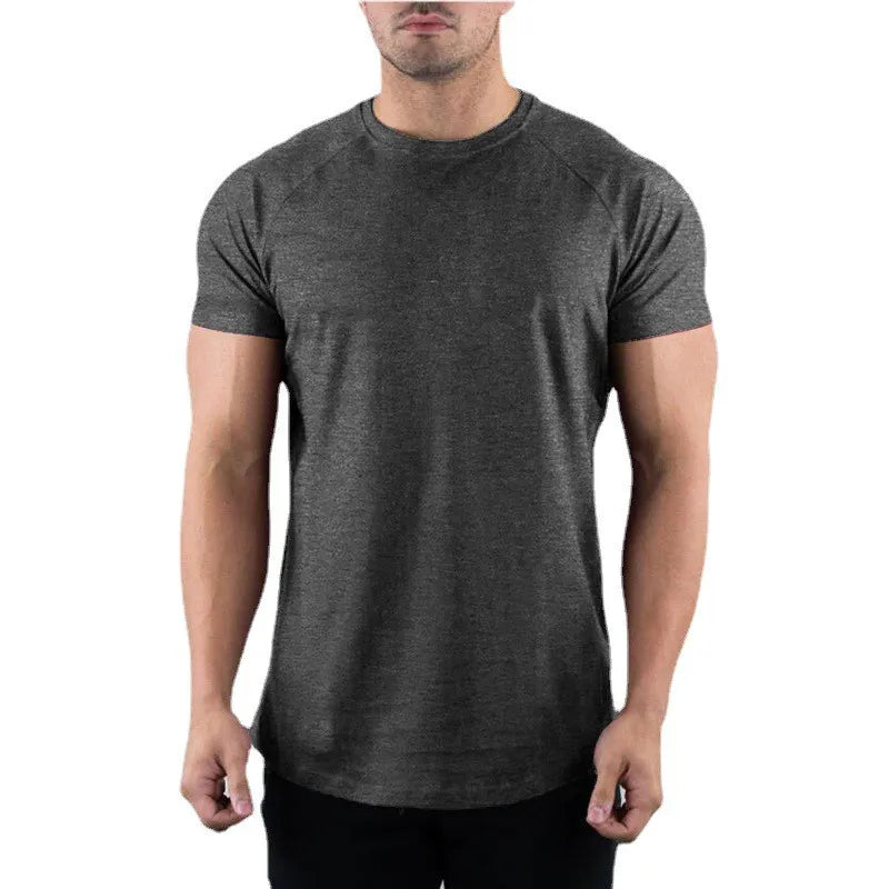 Camiseta Masculina Lisa de Academia Verão Fitness Gola Redonda Manga Curta Algodão Slim Fit Camiseta Treino Musculação Tops
