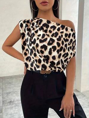 Camisa de Leopardo Moderna de Verão Top Versátil para Todas as Ocasiões Roupa Casual Elegante e de Negócios