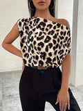 Camisa de Leopardo Moderna de Verão Top Versátil para Todas as Ocasiões Roupa Casual Elegante e de Negócios