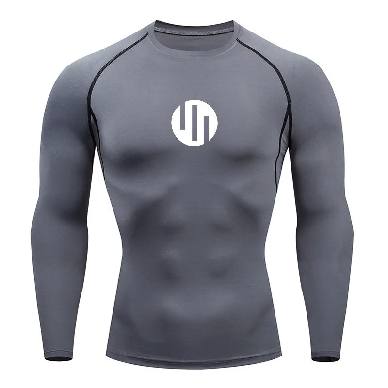 Camisa de Compressão Manga Longa Masculina para Corrida Treino Academia Esportes Roupa Íntima de Secagem Rápida Antissuor Protetor Solar Segunda Pele Masculina