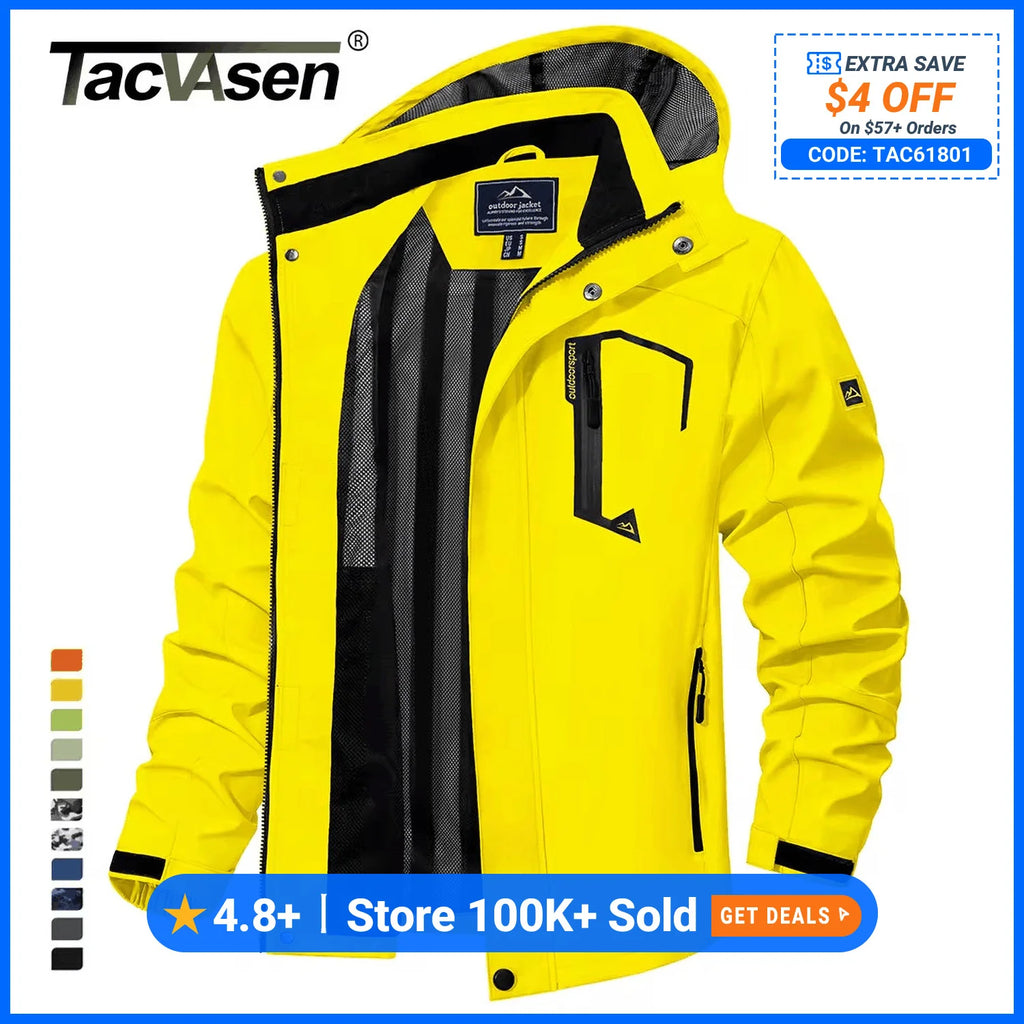 Tacvasen Jaquetas Leves Masculinas de Primavera Outono, Forro de Malha, Jaqueta de Chuva Impermeável, Jaqueta Masculina para Pesca ao ar Livre, Caminhada, Quebra-vento