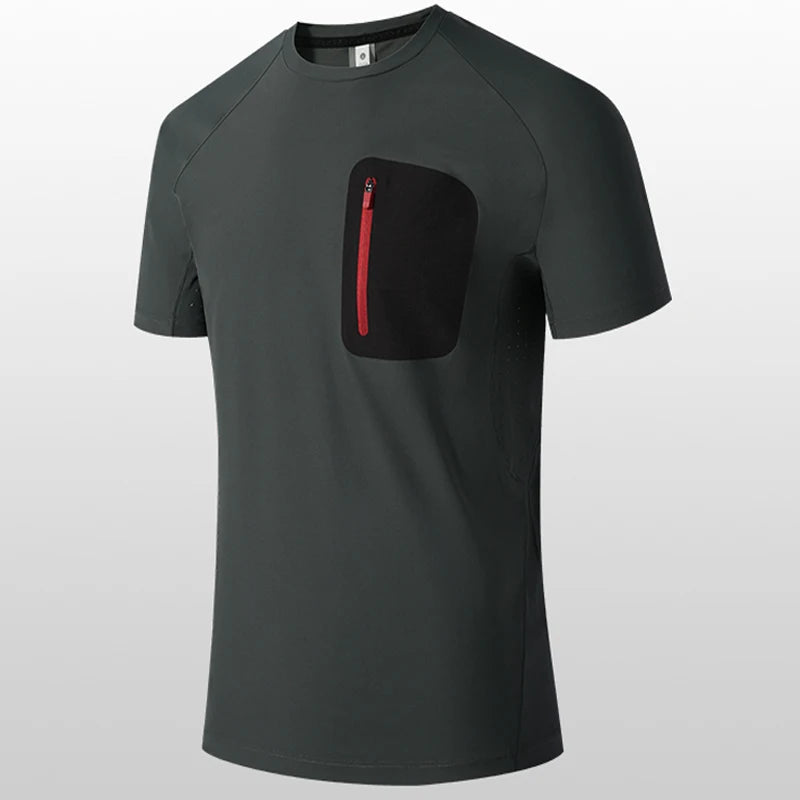 T-shirt men summer new Men's short sleeve t-shirt men solid color stretch Fitness mens casual Quick dry t shirts 8276