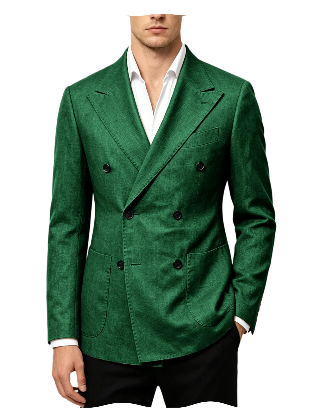 Blazer Masculino de Linho Transpassado Slim Fit Casaco de Terno Casual Negócios Jaqueta Formal para Casamento Noivo Smoking Primavera Verão