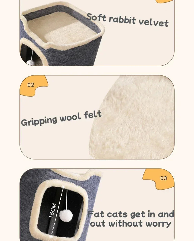 Cama para Gato Interna Toca para Gatos Quente de Inverno Fofa Condo Esconderijo para Gatos Móvel Moderno para Vários Pets Lavável