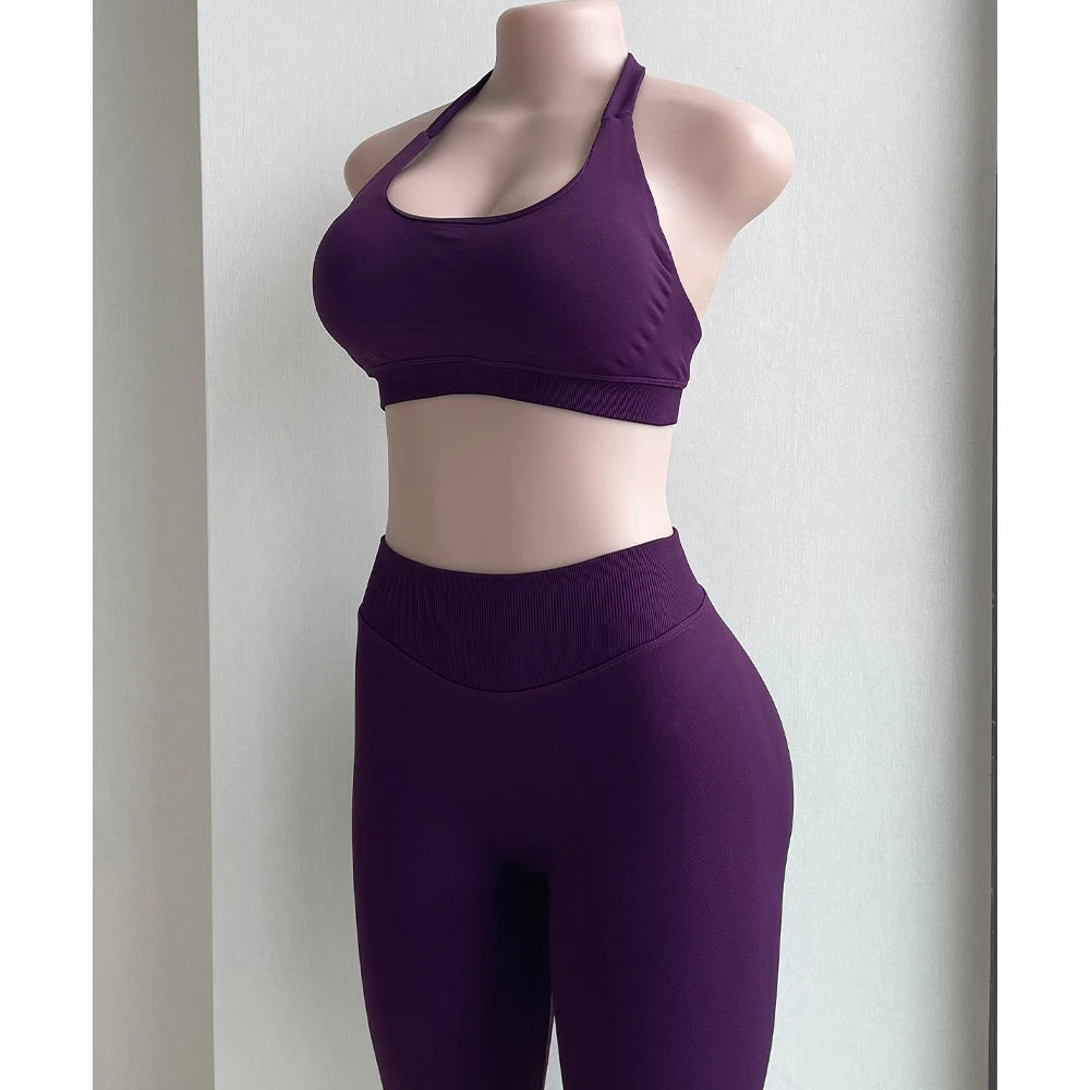 TKITK Women's Seamless Leggings with Scrunch Bum Low Ribbed Band Yoga Pants Fitness Workout Sports Gym Wear Tights