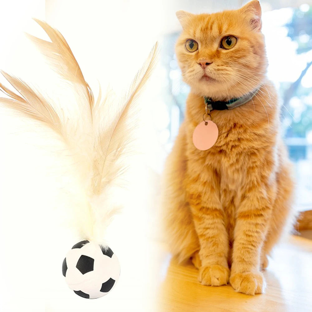 Bola interativa de auto-diversão para gatos, brinquedo de bola quicante com pena interna, bola de flutter para animais de estimação de alto rebote, acessórios para animais de estimação